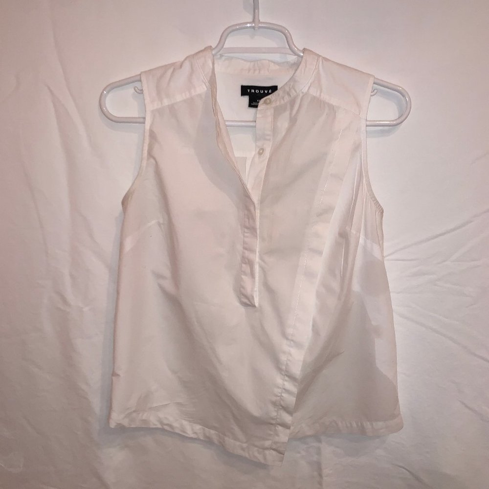 Trouve 100% Cotton White Sleeveless Blouse